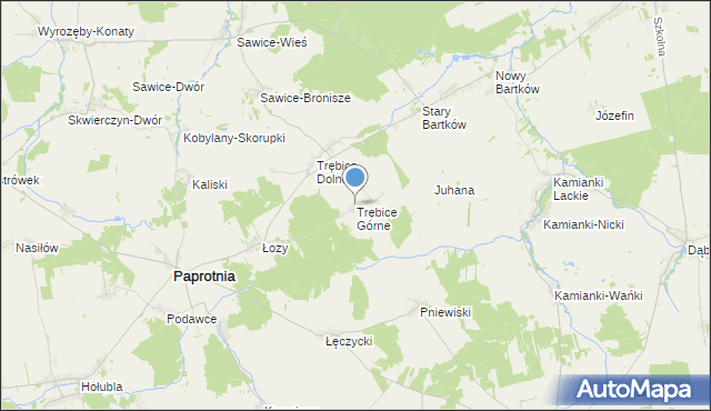 mapa Trębice Górne, Trębice Górne na mapie Targeo